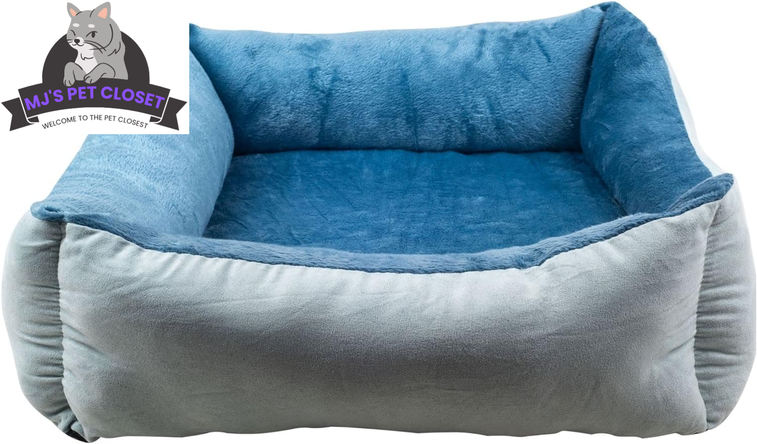 Upgrade your furry friend's comfort with our Medium Orthopedic Rectangle Bolster Pet Bed in Blue! 🐾💙 Perfect for restful naps and support! - BIG FRENCHIES