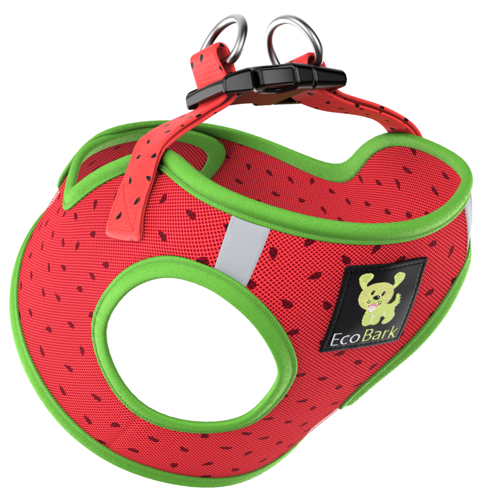 EcoBark Watermelon Step In Dog Harness - Rapid Fastener Reflective Soft Mesh Dog Vest Halter for XXXS to Small Dogs and Puppies - BIG FRENCHIES