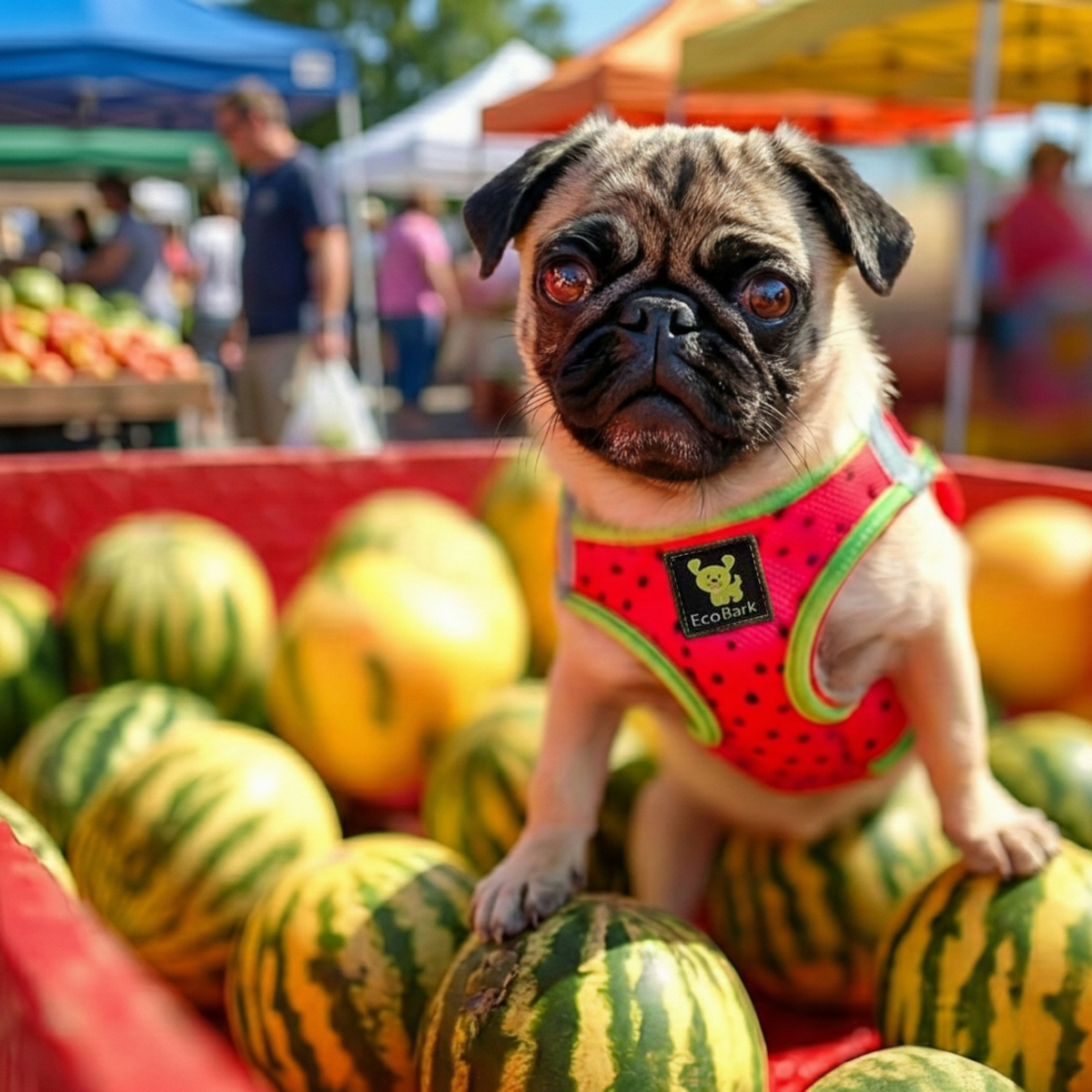 EcoBark Watermelon Step In Dog Harness - Rapid Fastener Reflective Soft Mesh Dog Vest Halter for XXXS to Small Dogs and Puppies - BIG FRENCHIES