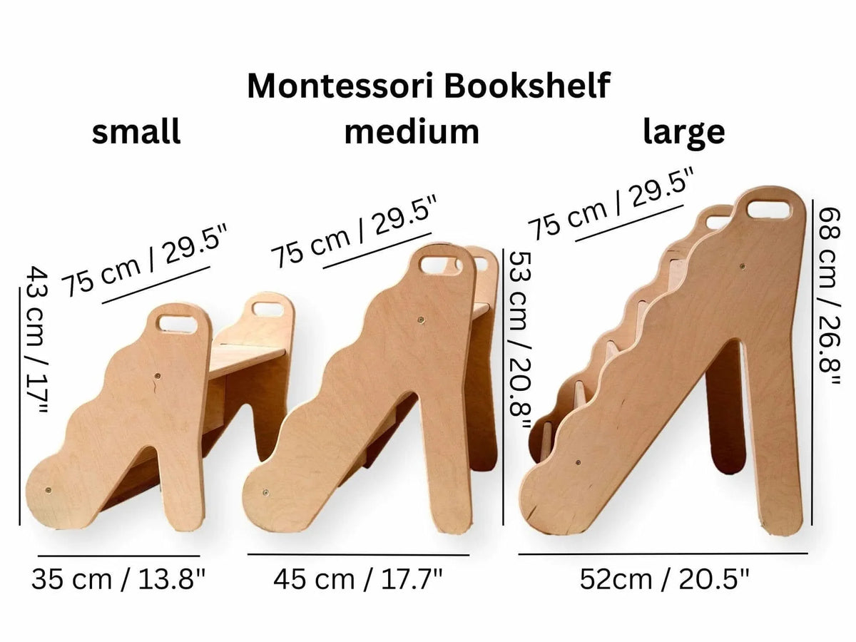 Curved Wooden Bookshelf in Multiple Sizes – Elegant Wave Design - BIG FRENCHIES