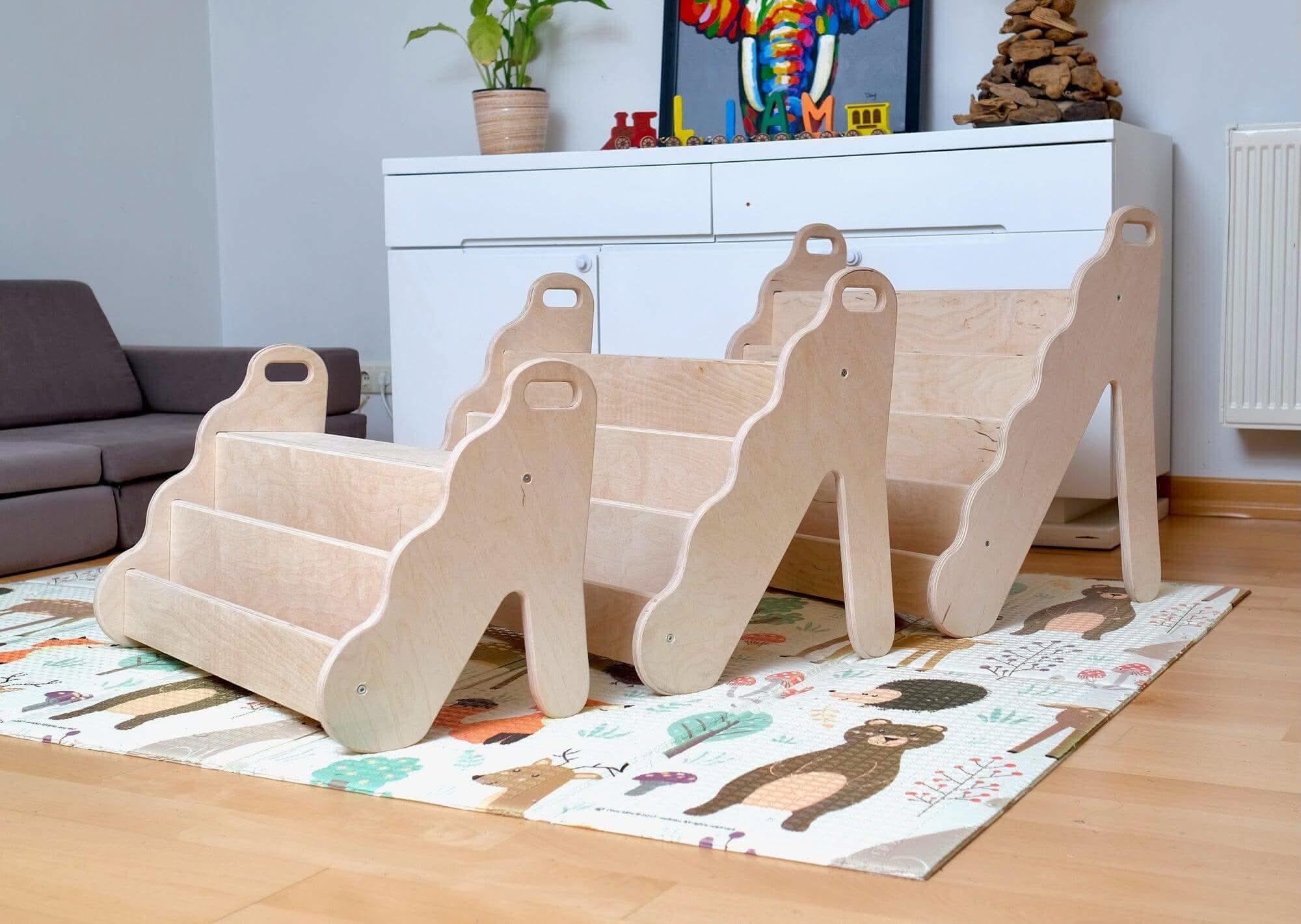 Curved Wooden Bookshelf in Multiple Sizes – Elegant Wave Design - BIG FRENCHIES