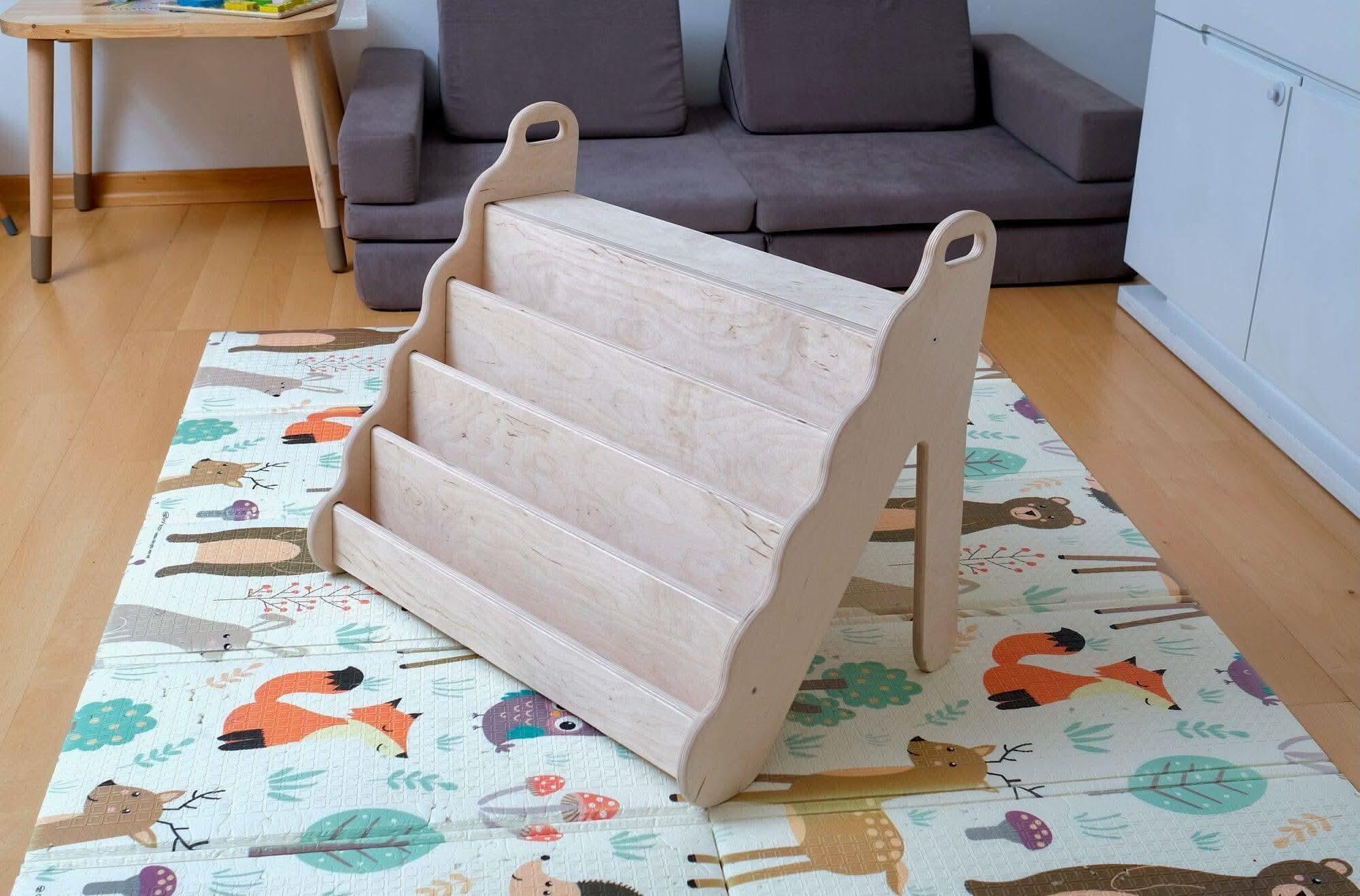 Curved Wooden Bookshelf in Multiple Sizes – Elegant Wave Design - BIG FRENCHIES