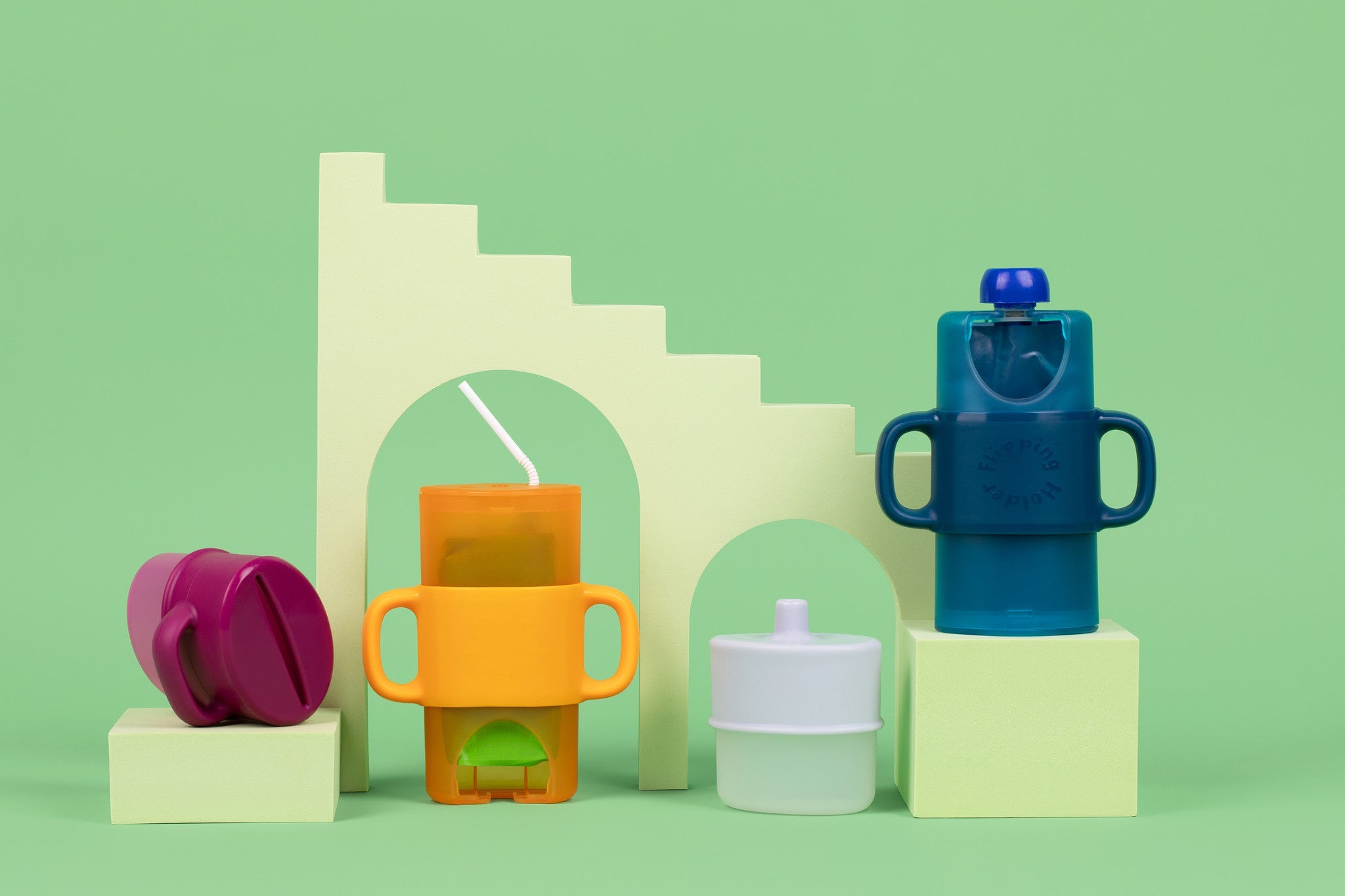 KiddyTrek 4-in-1 Sip & Snack Set - Food Pouch & Juice Box Holder, Snack Cup, Sip Cup ALL IN ONE