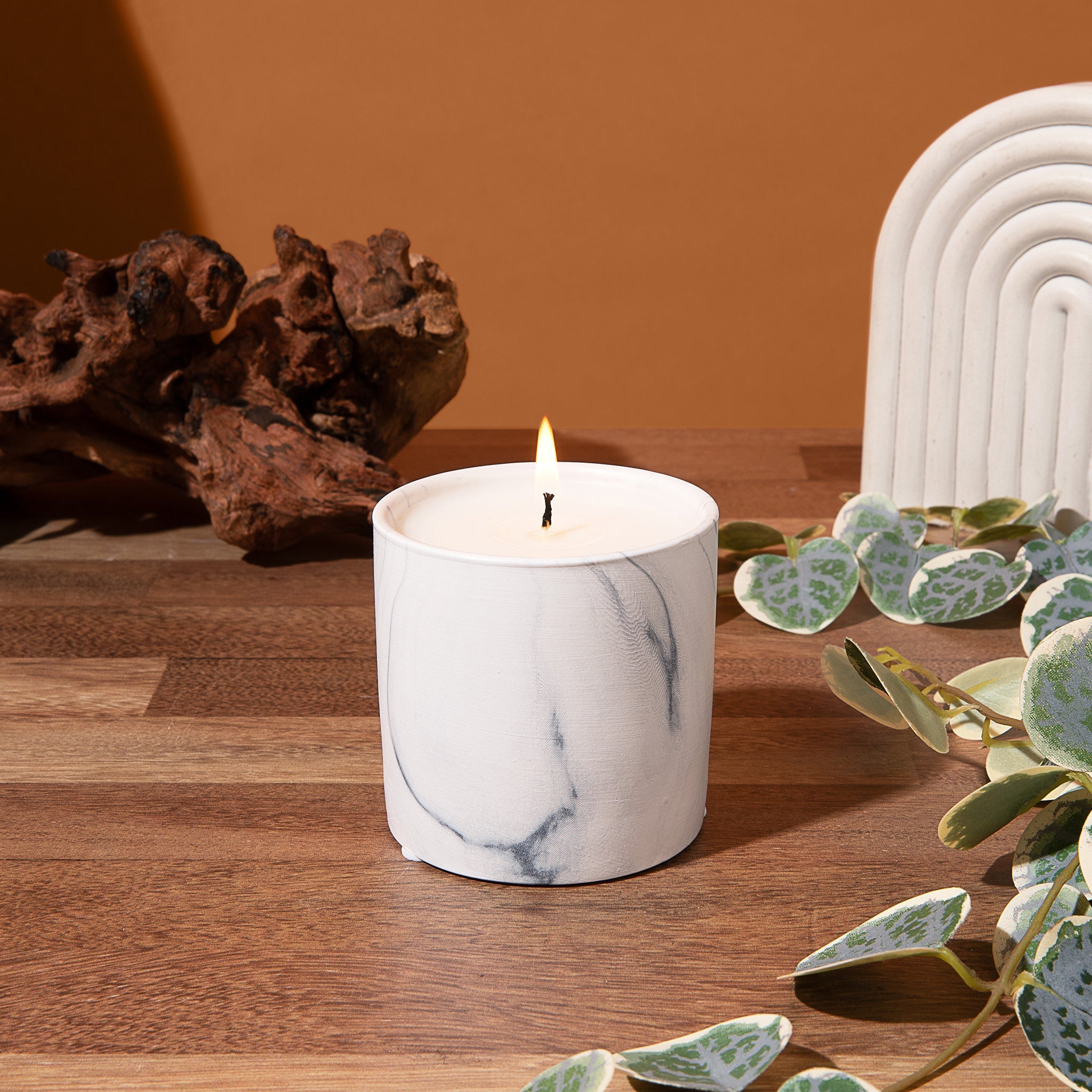 Natural Lavender White Marble Candle 6oz