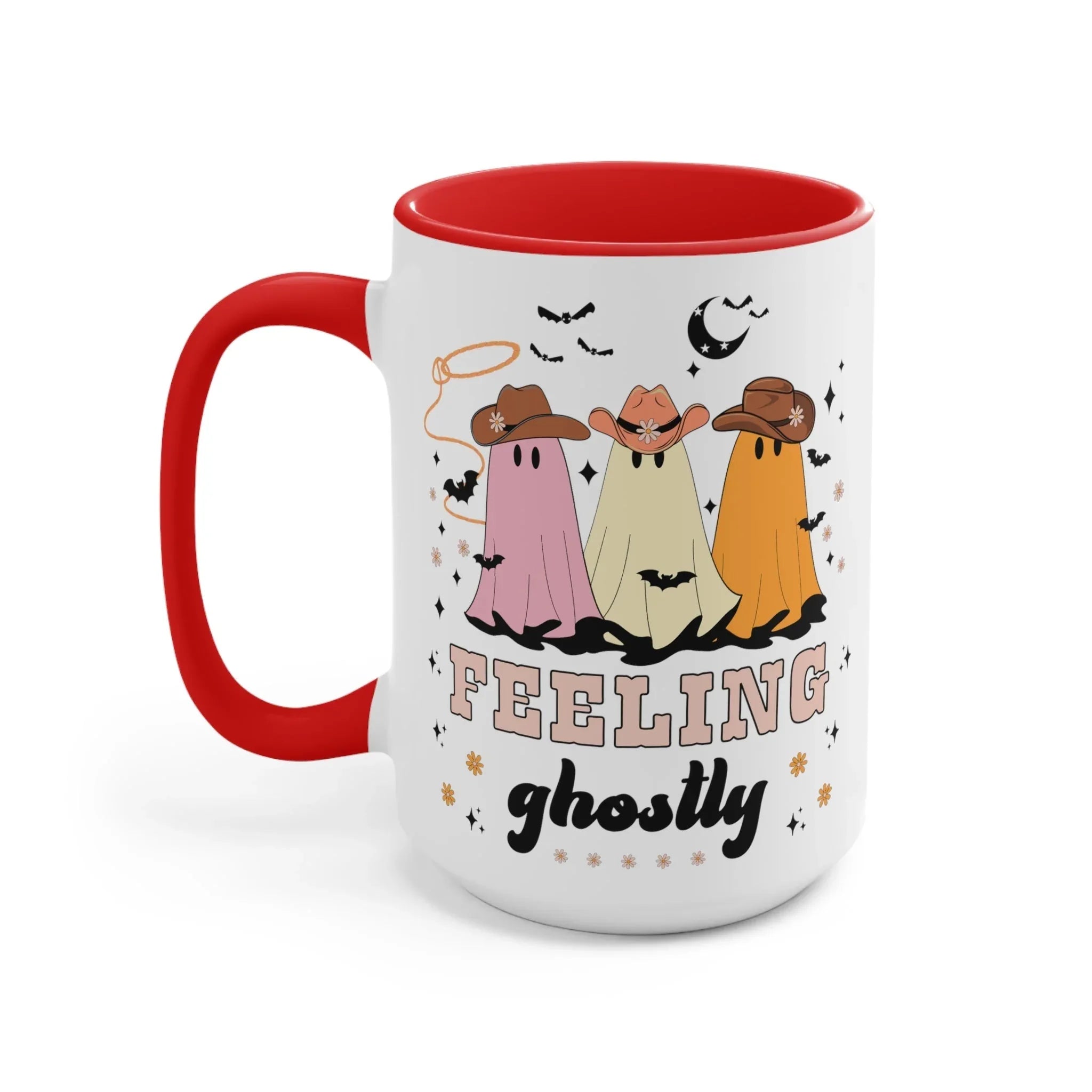 Western Halloween Coffee Mug with Groovy Ghosts: 15 Oz Coffee Mug for Fall - BIG FRENCHIES