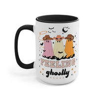 Western Halloween Coffee Mug with Groovy Ghosts: 15 Oz Coffee Mug for Fall - BIG FRENCHIES