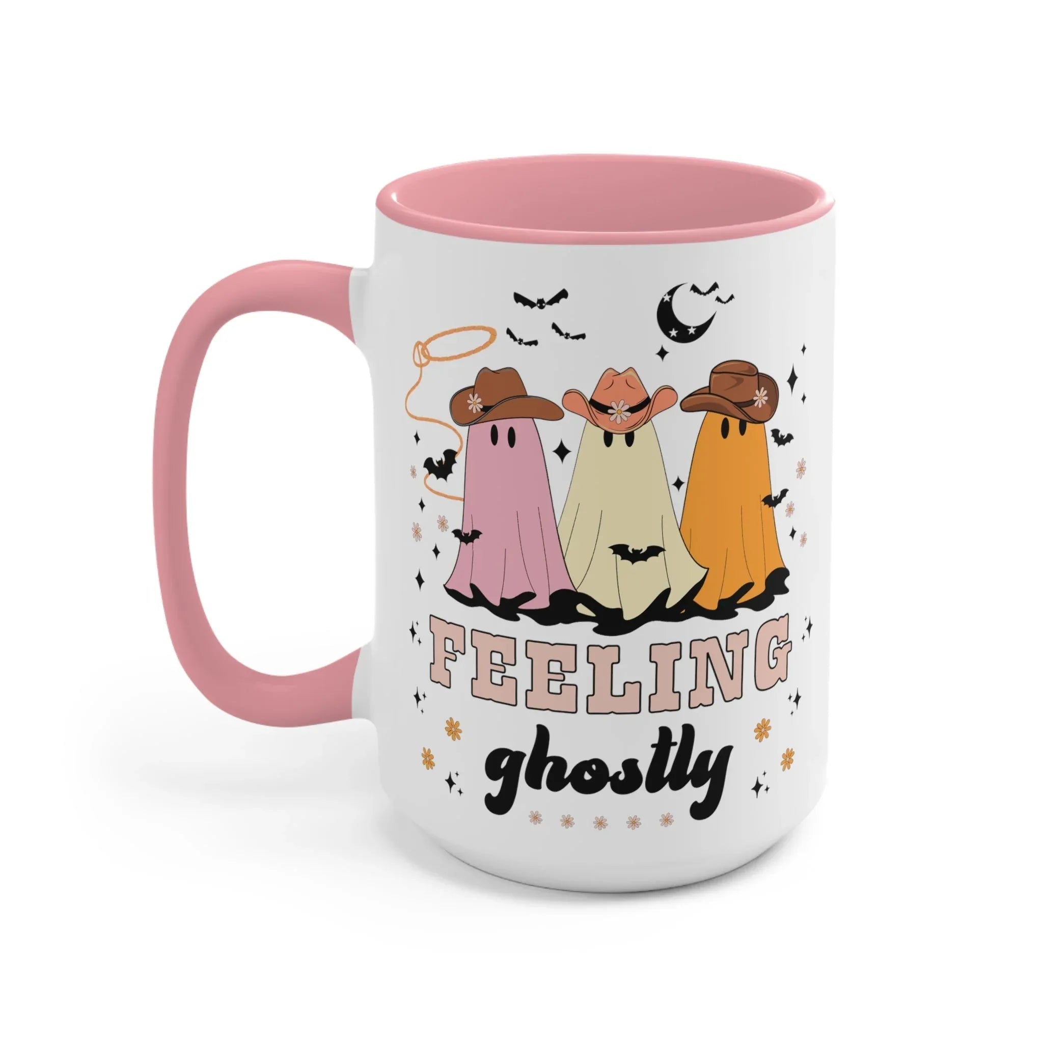 Western Halloween Coffee Mug with Groovy Ghosts: 15 Oz Coffee Mug for Fall - BIG FRENCHIES