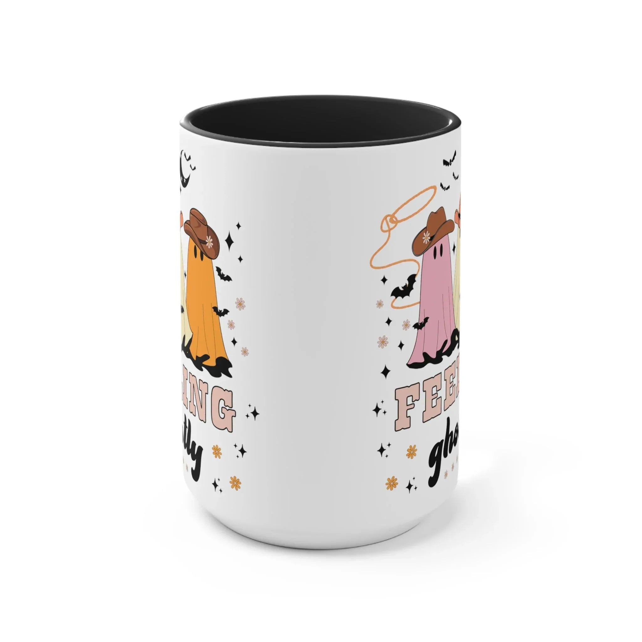 Western Halloween Coffee Mug with Groovy Ghosts: 15 Oz Coffee Mug for Fall - BIG FRENCHIES
