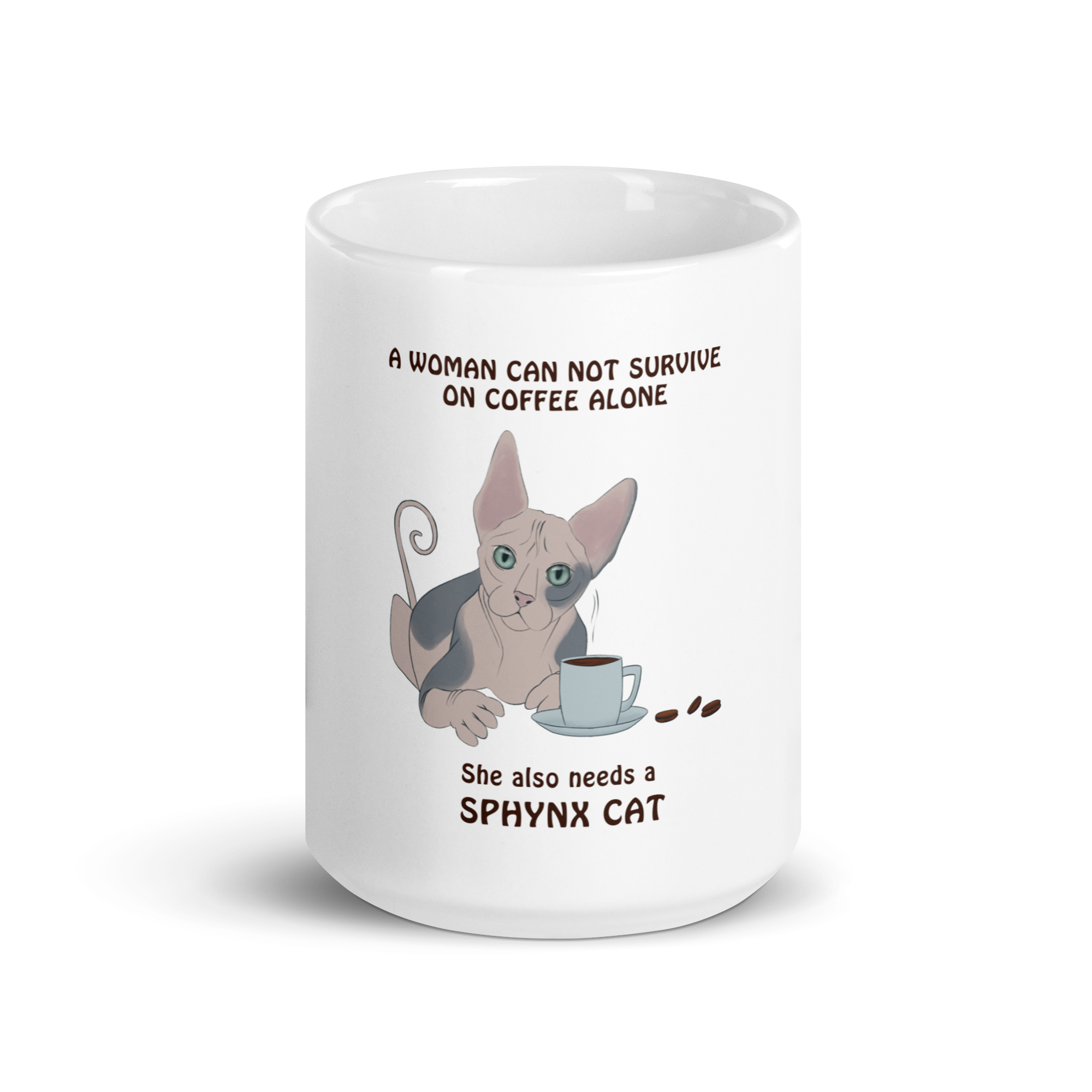 "WOMAN CAN'T SURVIVE ON COFFEE ALONE" COFFEE MUG