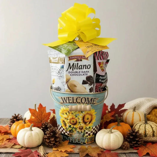 Welcome Sunflower Small Gift Tin Basket - BIG FRENCHIES