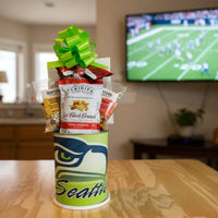 Seattle Seahawks Gift Tin Basket - Savory or Sweet Gourmet Snacks - Officially Licensed NFL - BIG FRENCHIES