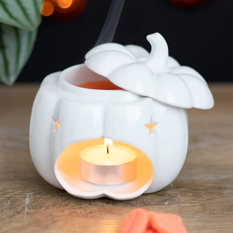 White Autumn and Fall Pumpkin Halloween Oil Burner - BIG FRENCHIES