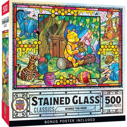 Winnie the Pooh Stained Glass 500 Piece Jigsaw Puzzle by Masterpieces Puzzles - BIG FRENCHIES