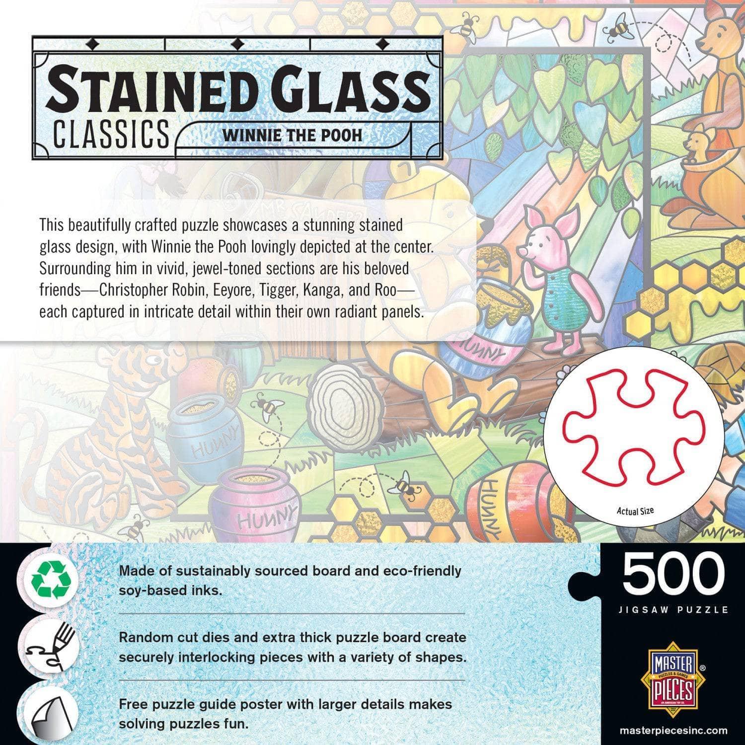 Winnie the Pooh Stained Glass 500 Piece Jigsaw Puzzle by Masterpieces Puzzles - BIG FRENCHIES