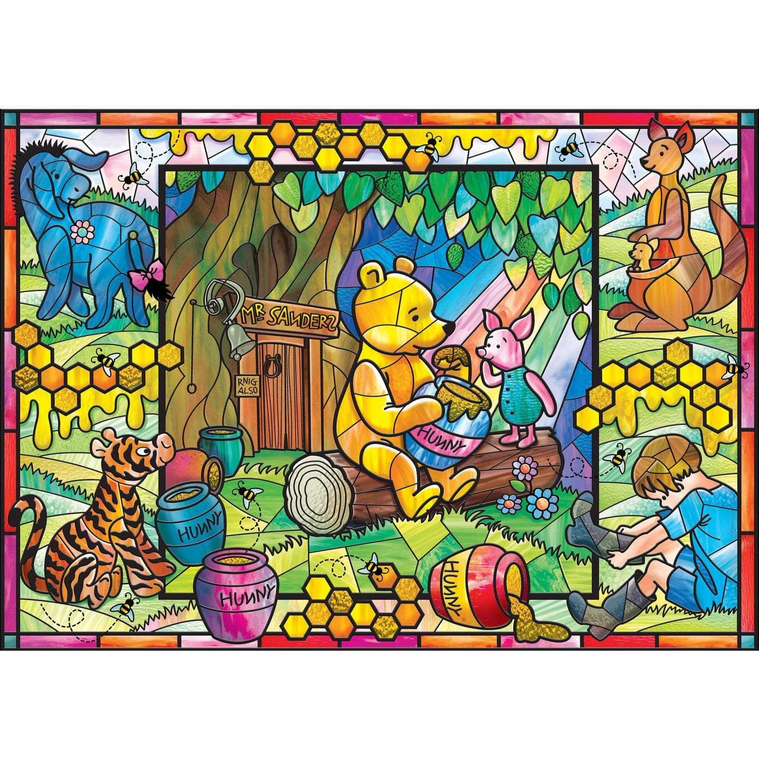 Winnie the Pooh Stained Glass 500 Piece Jigsaw Puzzle by Masterpieces Puzzles - BIG FRENCHIES