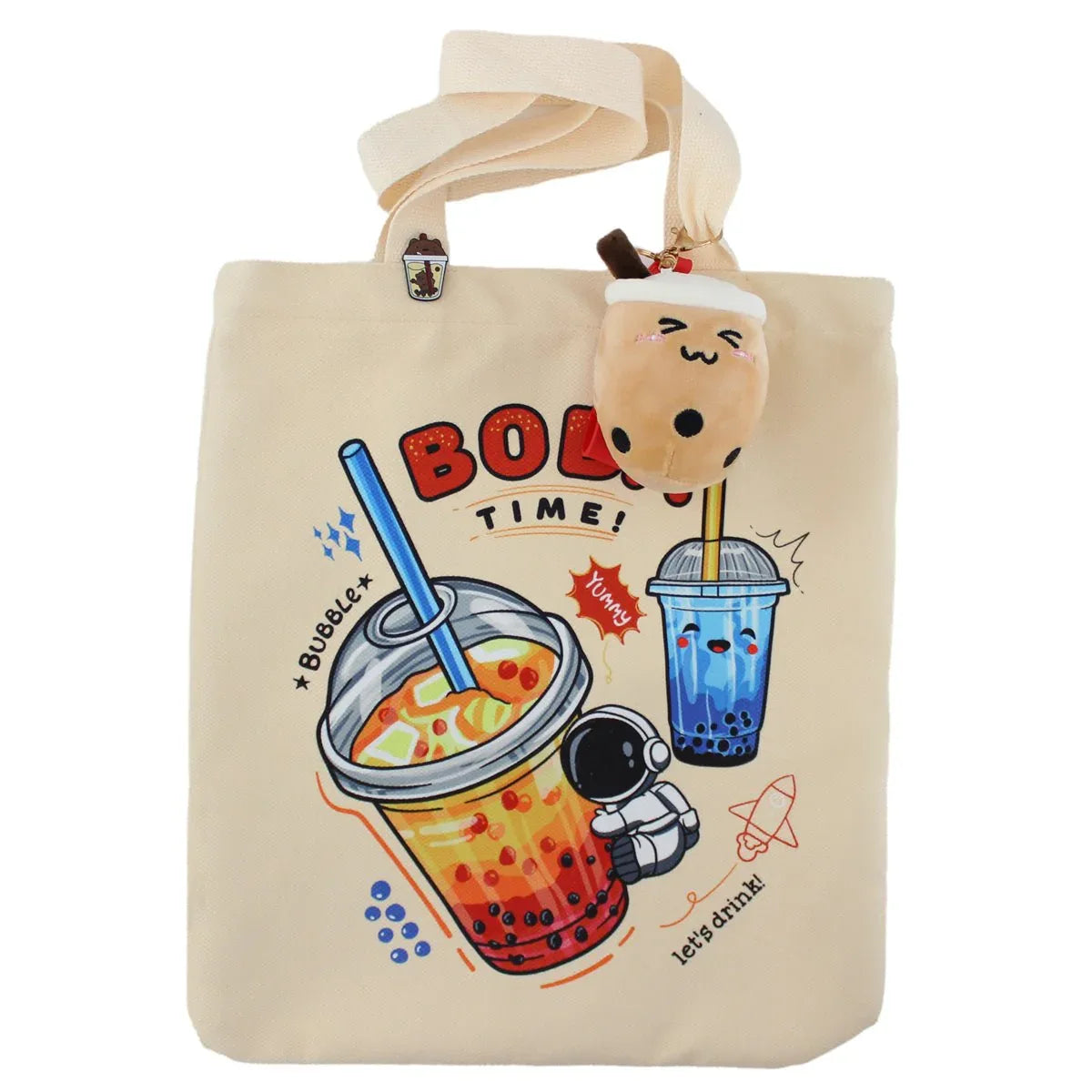 Cream Boba Tote Bag – Cute Gift with Keychain & Enamel Pin - BIG FRENCHIES