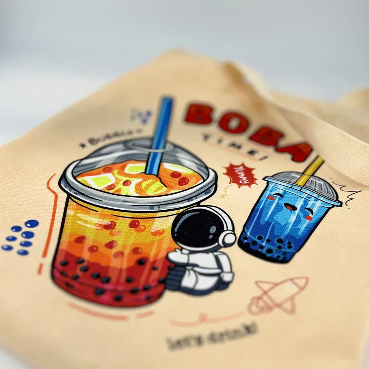Cream Boba Tote Bag – Cute Gift with Keychain & Enamel Pin - BIG FRENCHIES