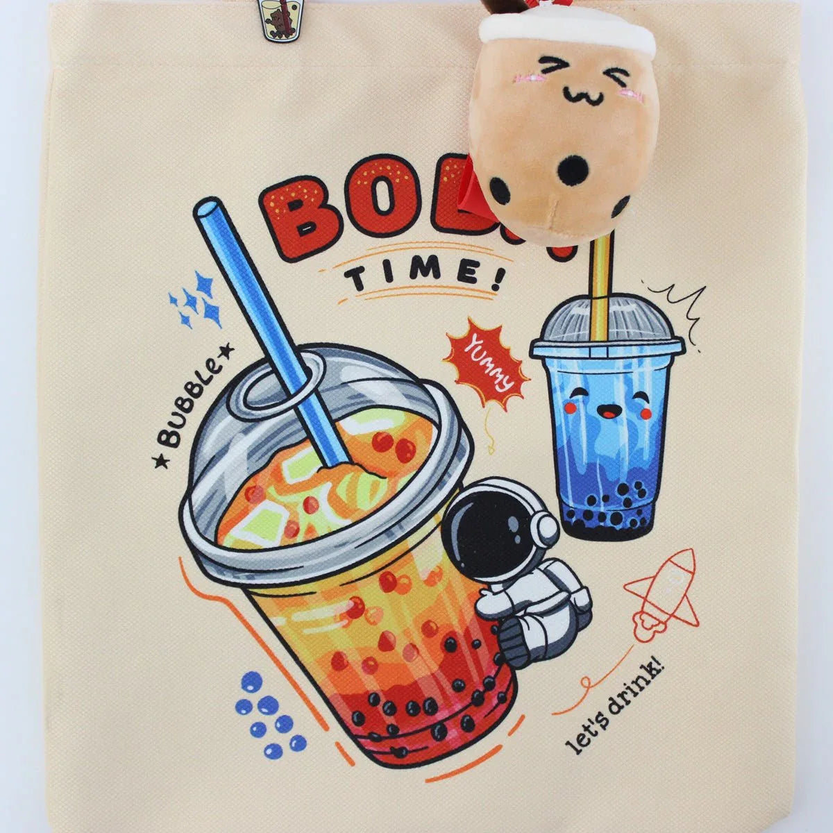 Cream Boba Tote Bag – Cute Gift with Keychain & Enamel Pin - BIG FRENCHIES