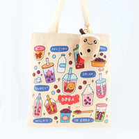 Cream Boba Tote Bag – Cute Gift with Keychain & Enamel Pin - BIG FRENCHIES