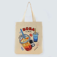 Cream Boba Tote Bag – Cute Gift with Keychain & Enamel Pin - BIG FRENCHIES