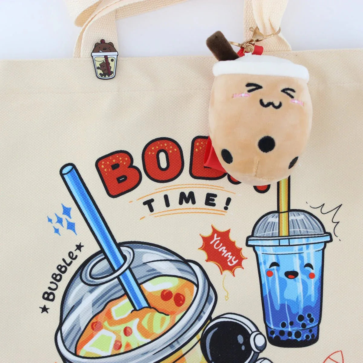 Cream Boba Tote Bag – Cute Gift with Keychain & Enamel Pin - BIG FRENCHIES