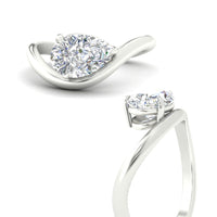 Curve Wave Pear Shaped Solitaire Diamond Ring