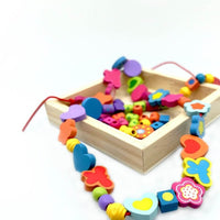 Wooden Bead Hearts & Butterflies Necklace - BIG FRENCHIES
