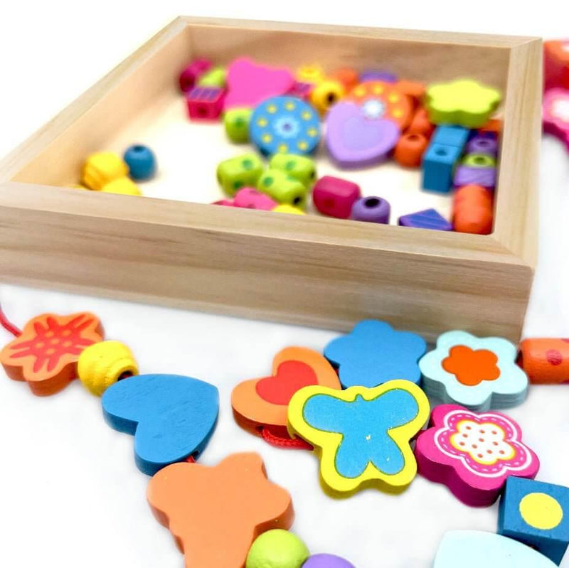 Wooden Bead Hearts & Butterflies Necklace - BIG FRENCHIES