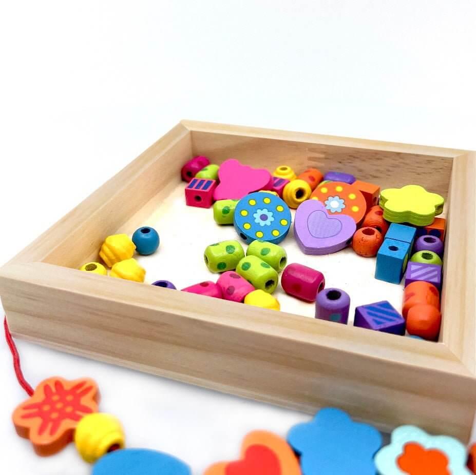 Wooden Bead Hearts & Butterflies Necklace - BIG FRENCHIES