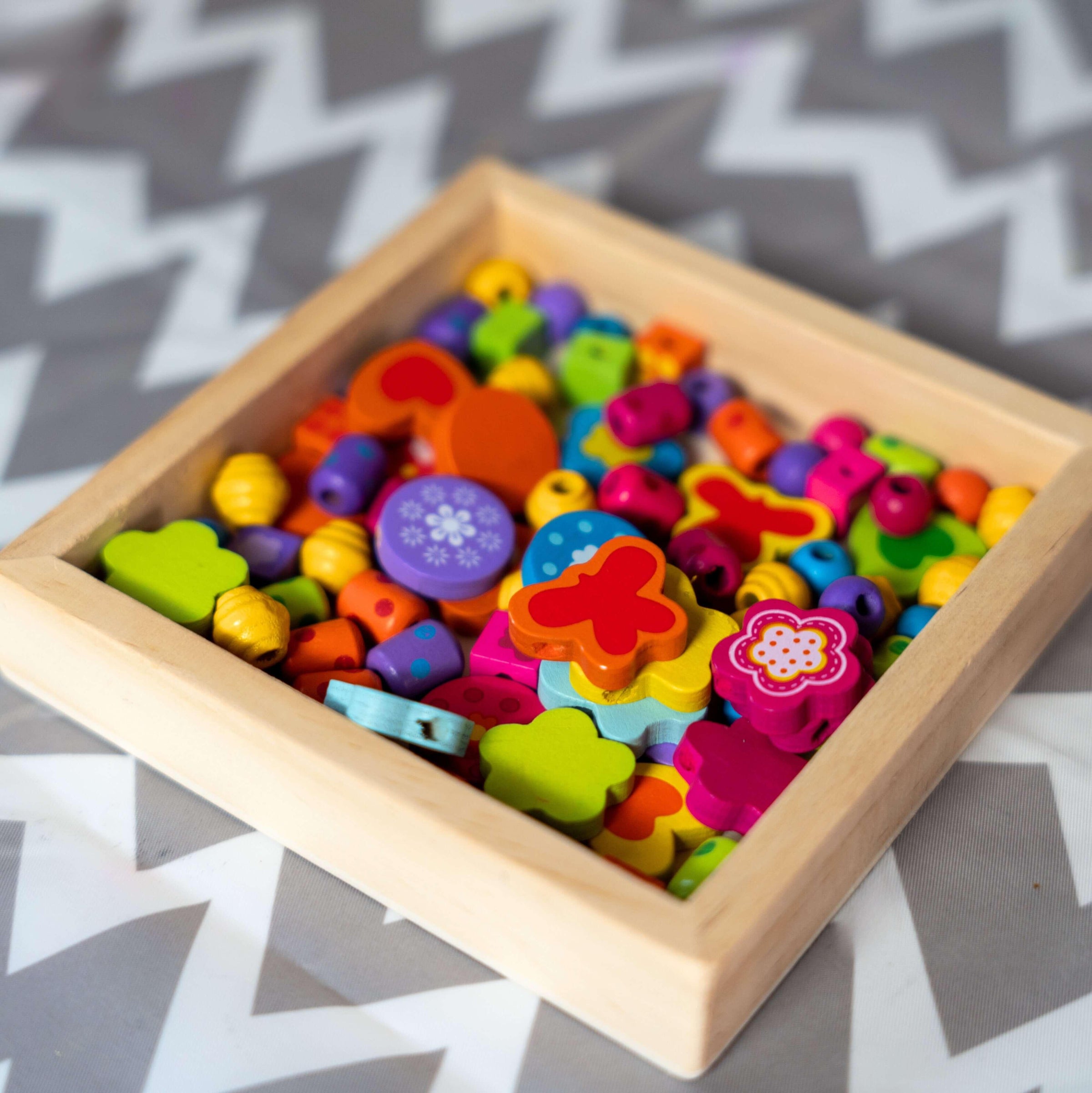 Wooden Bead Hearts & Butterflies Necklace - BIG FRENCHIES