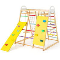 8-in-1 Wooden Jungle Gym Playset with Slide and Monkey Bars