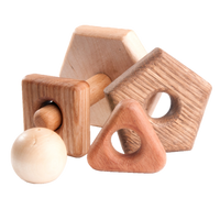 Wooden stacking toy in different shapes from 5 types of wood