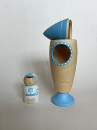 Wooden Rocket Ship Toy with Astronaut