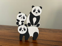 Wooden Panda Figurines Set of 3