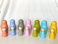 Wooden Nesting Dolls with Pegs Pastel