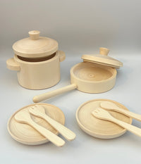 Unfinished Wooden Pots and Pans Playset