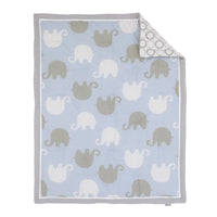 NoJo Dreamer Elephant Blue, Grey 8 Piece Nursery Crib Bedding Set - BIG FRENCHIES