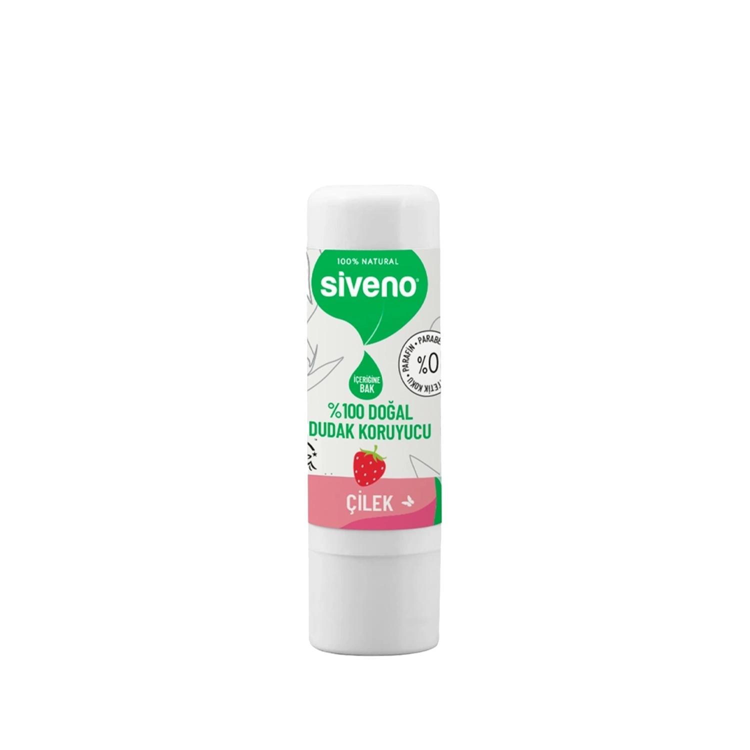 Siveno Natural Lip Balm, Moisturizing & Herbal Lip Care with Strawberry Flavor - 100% Organic Lip Product