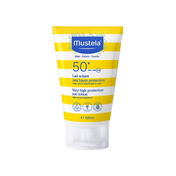 Mustela SPF50+ Sunscreen Lotion for Sensitive Skin - Water Resistant, Natural Ingredients, Family Friendly