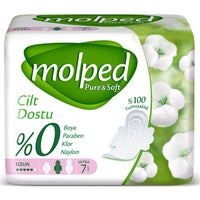 Molped Pure & Soft Organic Cotton Pads: Hypoallergenic, Chlorine & Paraben Free Sanitary Napkins for Sensitive Skin - 7 Count