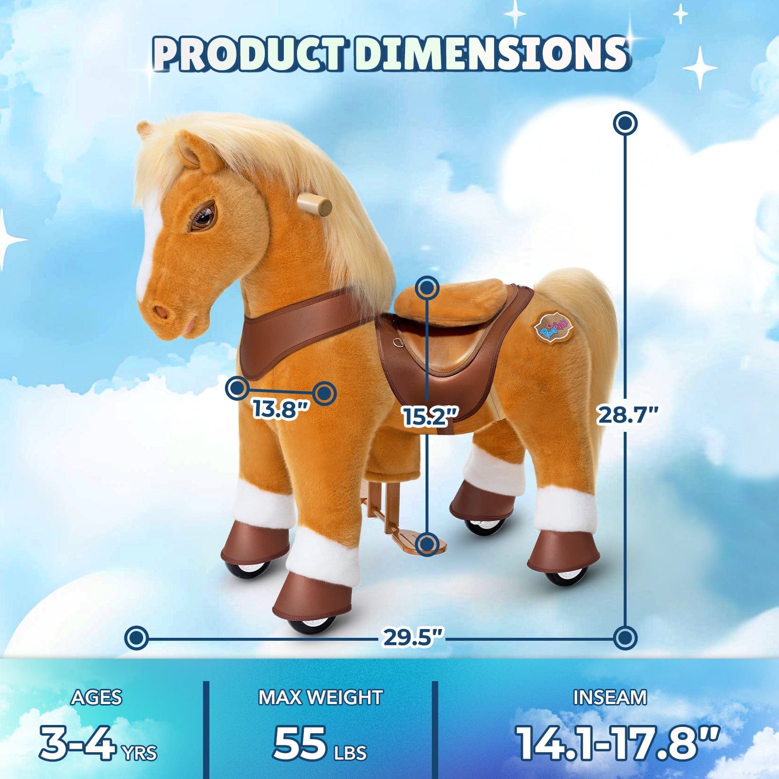 Model Y® Horse Ride-On Toy Age 3–4 – Light Brown