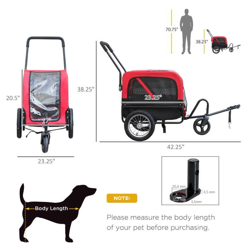 2-in-1, 3 Wheel Pet Jogging Stroller Bike Trailer - BIG FRENCHIES