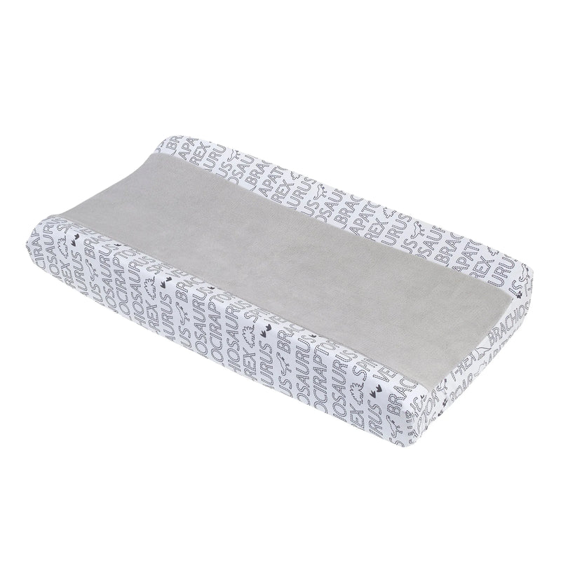 Baby-Saurus Gray and White Super Soft Word Print Changing Pad Cover - BIG FRENCHIES