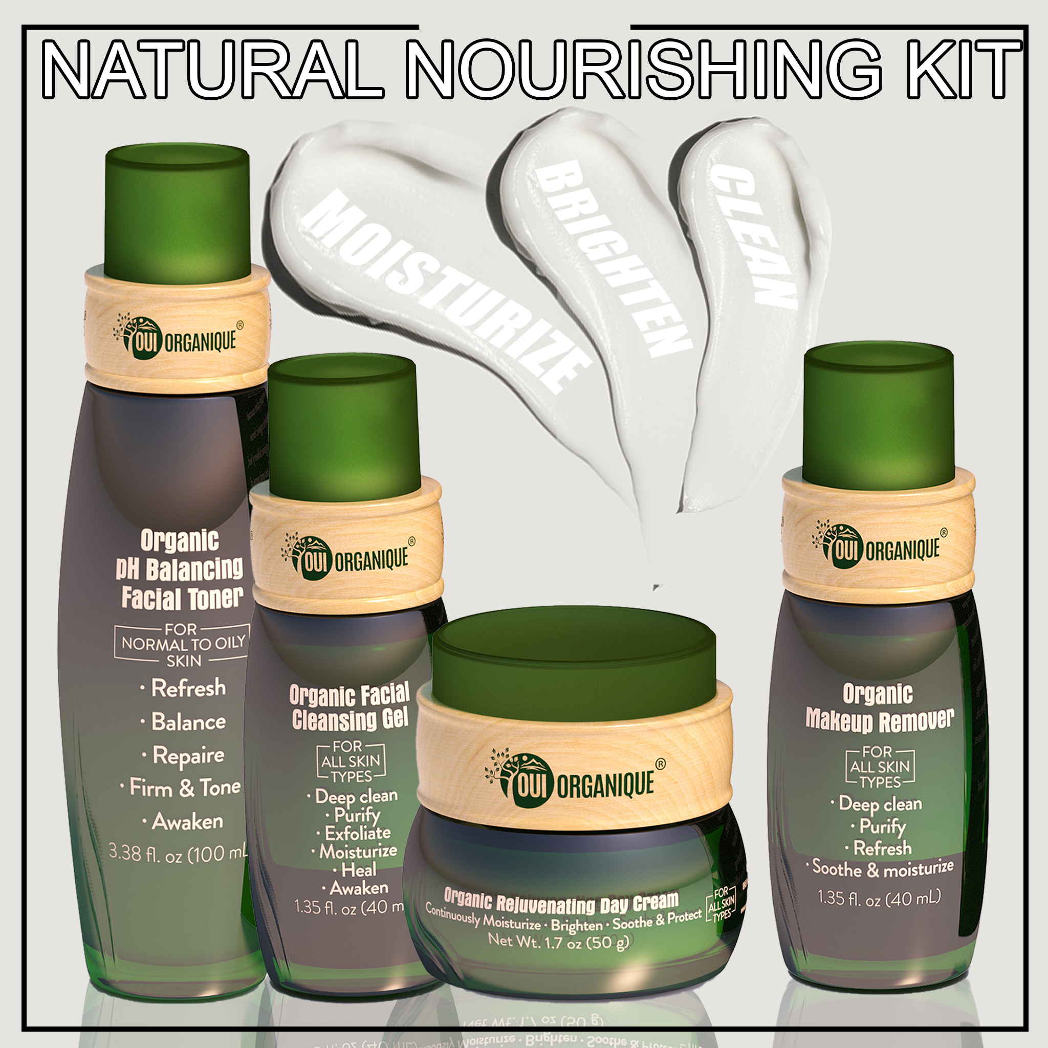 Certified Organic Nourishing Skincare Set -Deep Hydration, Detoxify antiaging Natural sunscreen - BIG FRENCHIES
