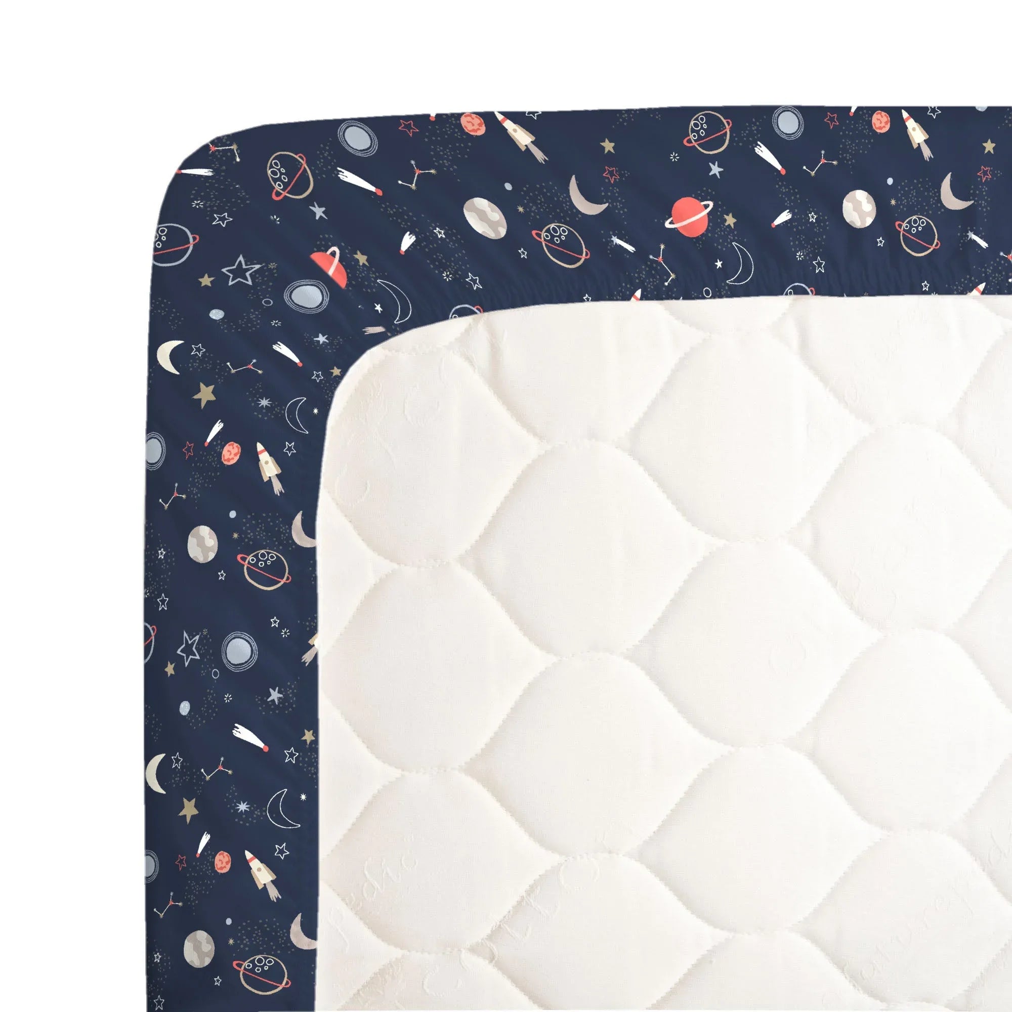 NoJo Super Soft Navy Cosmic Solar System Nursery Crib Fitted Sheet - BIG FRENCHIES