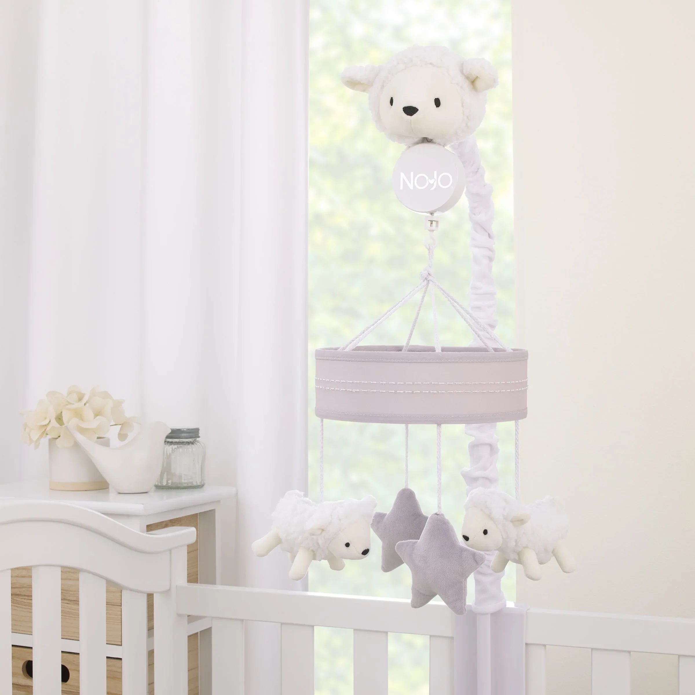 Plush Sheep Ivory and Gray Stars and Sheep Musical Mobile - BIG FRENCHIES
