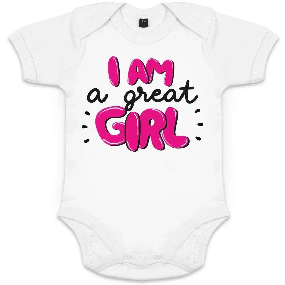 I Am A Great Girl Organic Baby Girl Onesie - BIG FRENCHIES