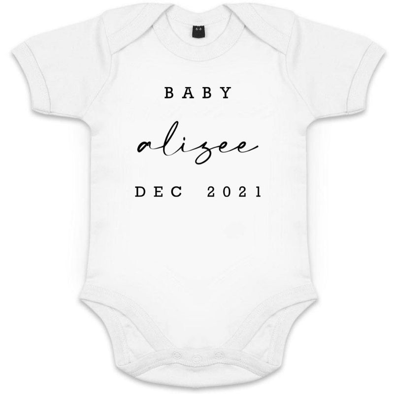 Personalized Pregnancy Announcement Organic Baby Onesie
