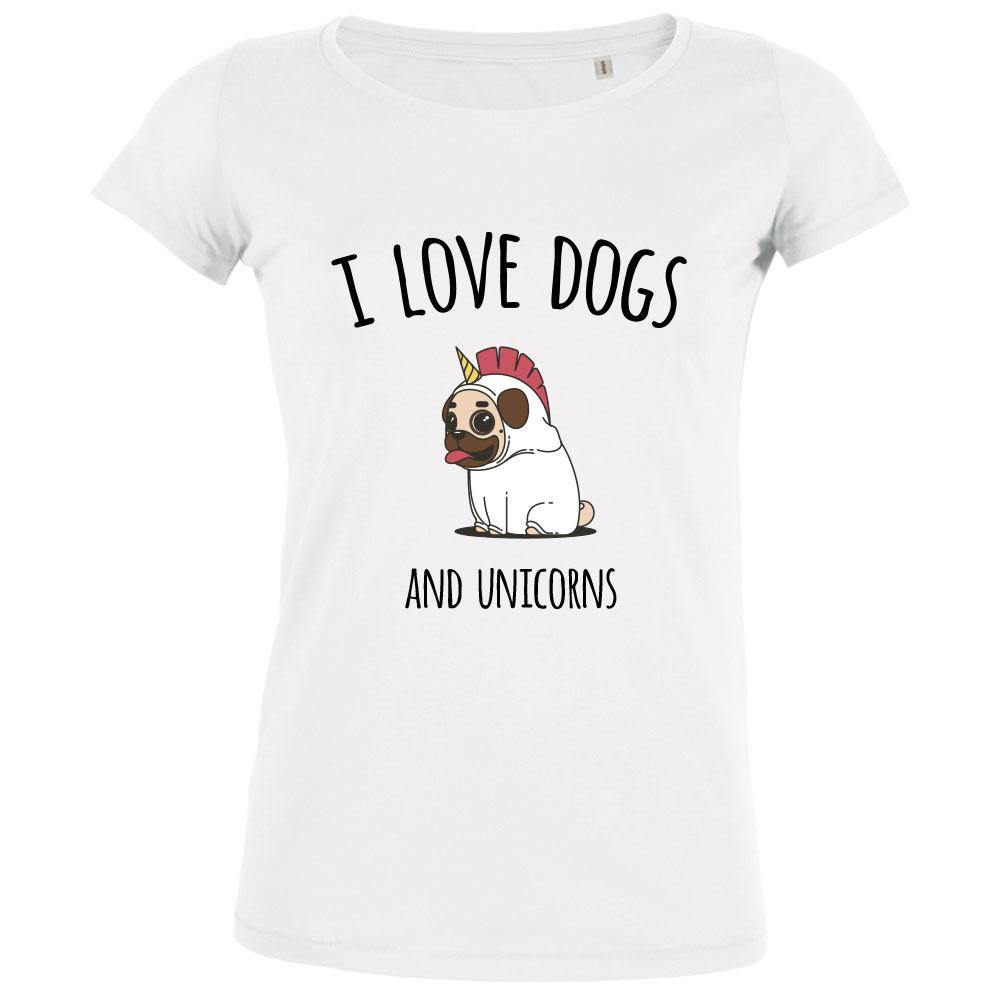 I Love Dogs And Unicorns Women's Organic Tee - bigfrenchies