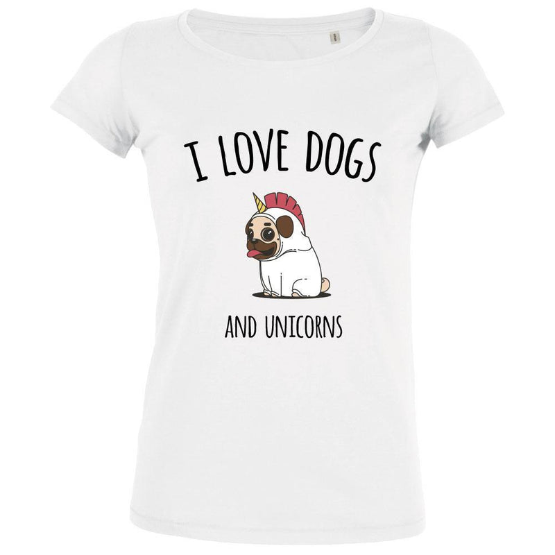 I Love Dogs And Unicorns Women's Organic Tee - bigfrenchies